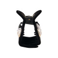 Japan Sanrio Flocky Hair Claw Clip - Hello Kitty : 3D Face Pearl Heart Black - 2