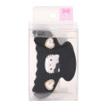 Japan Sanrio Flocky Hair Claw Clip - Hello Kitty : 3D Face Pearl Heart Black - 3