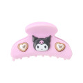 Japan Sanrio Original Flocky Hair Claw Clip - Kuromi : 3D Face Pearl Heart - 1