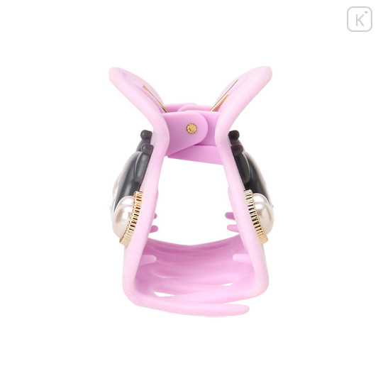 Japan Sanrio Original Flocky Hair Claw Clip - Kuromi : 3D Face Pearl Heart - 2