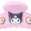 Japan Sanrio Original Flocky Hair Claw Clip - Kuromi : 3D Face Pearl Heart - 4