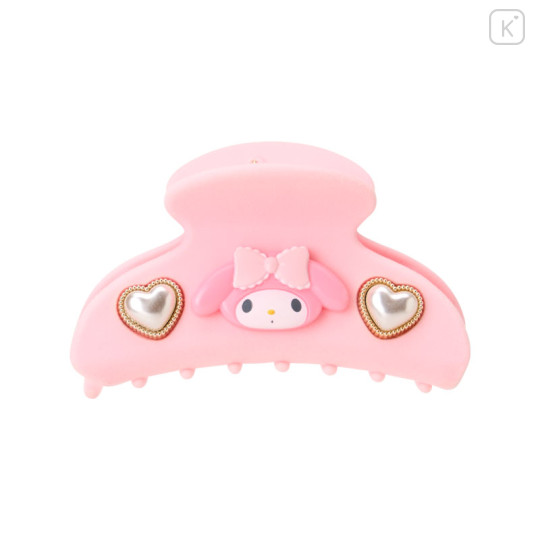 Japan Sanrio Original Flocky Hair Claw Clip - My Melody : 3D Face Pearl Heart - 1