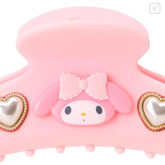 Japan Sanrio Original Flocky Hair Claw Clip - My Melody : 3D Face Pearl Heart - 4
