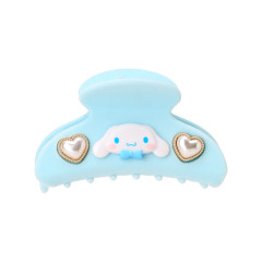 Japan Sanrio Original Flocky Hair Claw Clip - Cinnamoroll : 3D Face Pearl Heart
