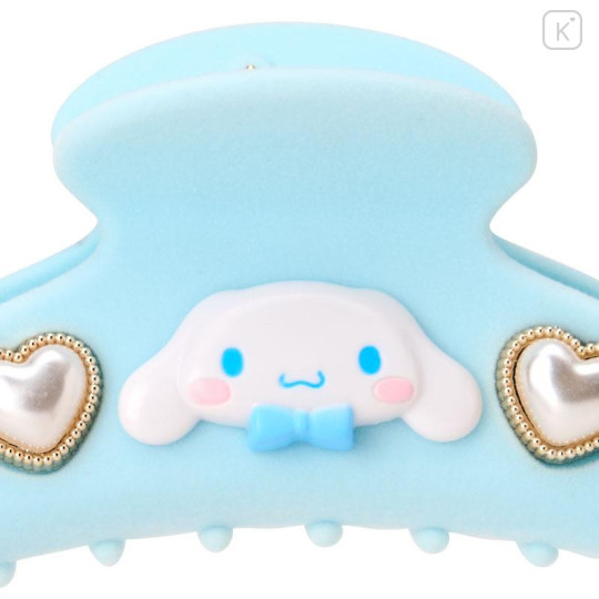 Japan Sanrio Original Flocky Hair Claw Clip - Cinnamoroll : 3D Face Pearl Heart - 4