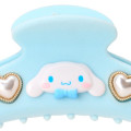 Japan Sanrio Original Flocky Hair Claw Clip - Cinnamoroll : 3D Face Pearl Heart - 4