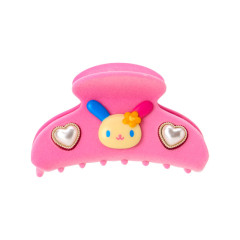 Japan Sanrio Original Flocky Hair Claw Clip - Usahana : 3D Face Pearl Heart