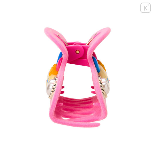 Japan Sanrio Original Flocky Hair Claw Clip - Usahana : 3D Face Pearl Heart - 2