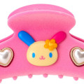 Japan Sanrio Original Flocky Hair Claw Clip - Usahana : 3D Face Pearl Heart - 4
