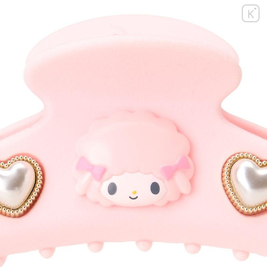 Japan Sanrio Original Flocky Hair Claw Clip - My Sweet Piano : 3D Face Pearl Heart - 4