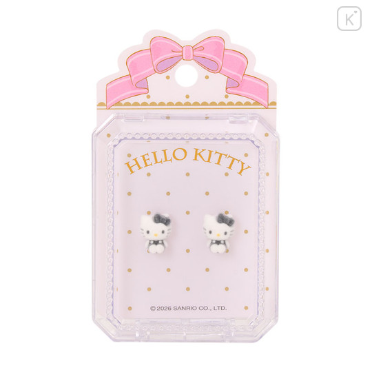 Japan Sanrio Original Flocky Earrings Set - Hello Kitty : Black - 1