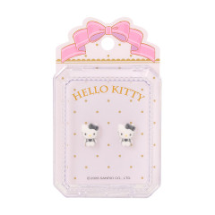 Japan Sanrio Original Flocky Earrings Set - Hello Kitty : Black