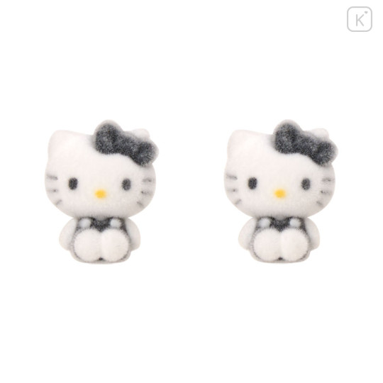Japan Sanrio Original Flocky Earrings Set - Hello Kitty : Black - 2