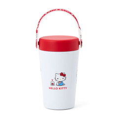 Japan Sanrio Original Stainless Steel Tumbler with Handle 350mL - Hello Kitty : Red White
