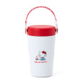Japan Sanrio Original Stainless Steel Tumbler with Handle 350mL - Hello Kitty : Red White - 1