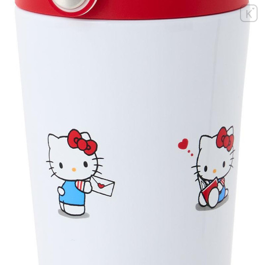 Japan Sanrio Original Stainless Steel Tumbler with Handle 350mL - Hello Kitty : Red White - 4