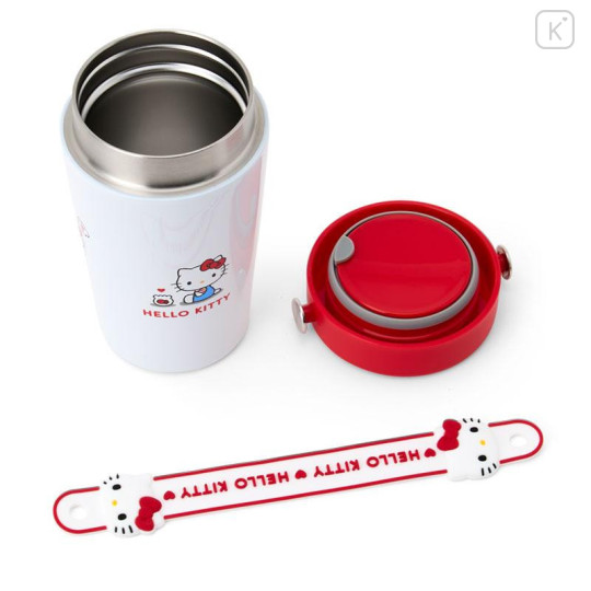 Japan Sanrio Original Stainless Steel Tumbler with Handle 350mL - Hello Kitty : Red White - 6