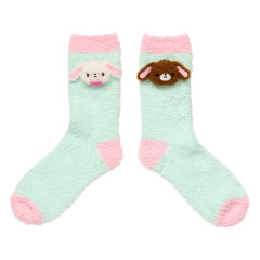 Japan Sanrio Original Plush Fluffy Crew Socks - Sugarbunnies : Mint Pink