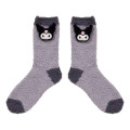 Japan Sanrio Original Plush Fluffy Crew Socks - Kuromi - 1
