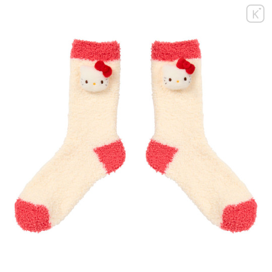 Japan Sanrio Original Plush Fluffy Crew Socks - Hello Kitty - 1