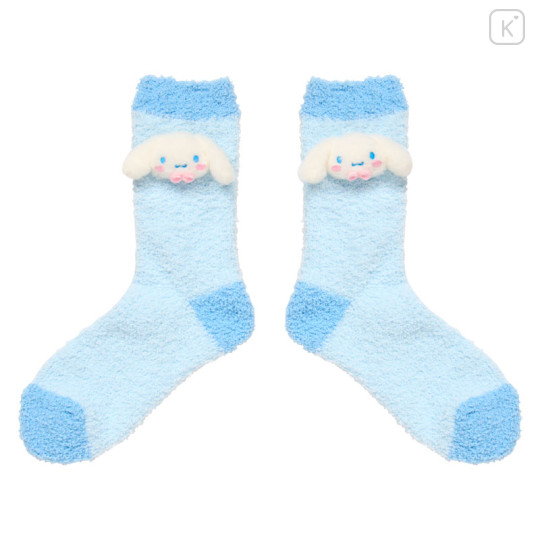 Japan Sanrio Original Plush Fluffy Crew Socks - Cinnamoroll - 1