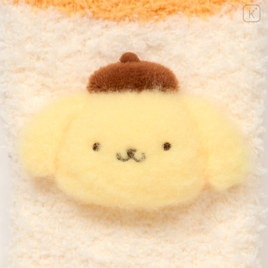 Japan Sanrio Original Plush Fluffy Crew Socks - Pompompurin - 2