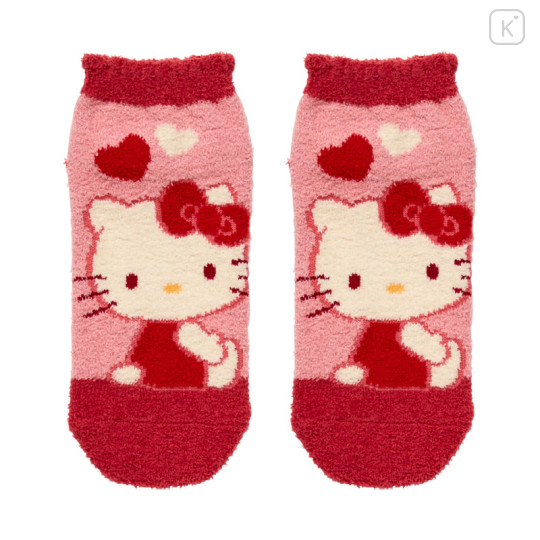 Japan Sanrio Original Fluffy Socks - Hello Kitty : Love Heart Red - 1