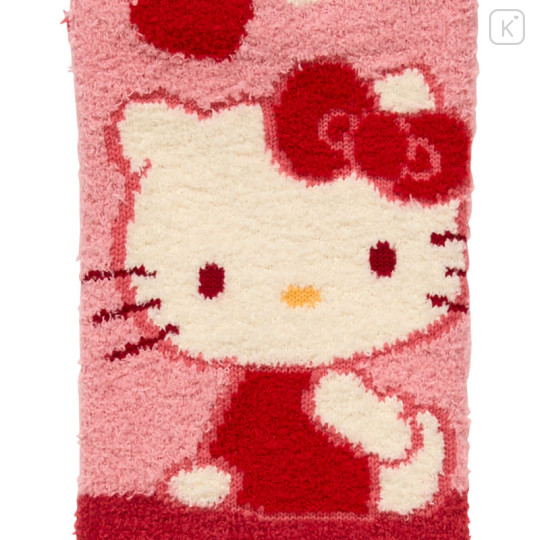 Japan Sanrio Original Fluffy Socks - Hello Kitty : Love Heart Red - 2