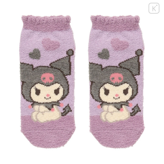 Japan Sanrio Original Fluffy Socks - Kuromi : Love Heart - 1