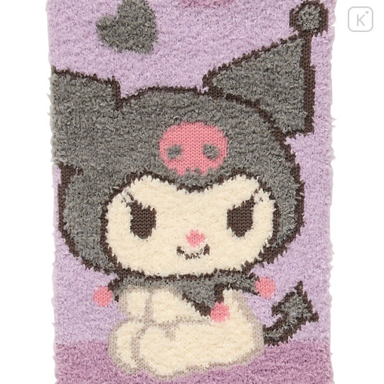 Japan Sanrio Original Fluffy Socks - Kuromi : Love Heart - 2