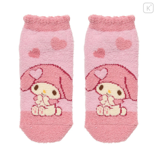 Japan Sanrio Original Fluffy Socks - My Melody : Love Heart Pink - 1
