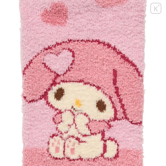 Japan Sanrio Original Fluffy Socks - My Melody : Love Heart Pink - 2
