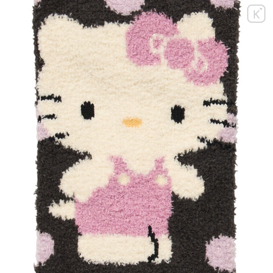 Japan Sanrio Original Fluffy Socks - Hello Kitty : Dots Black - 2