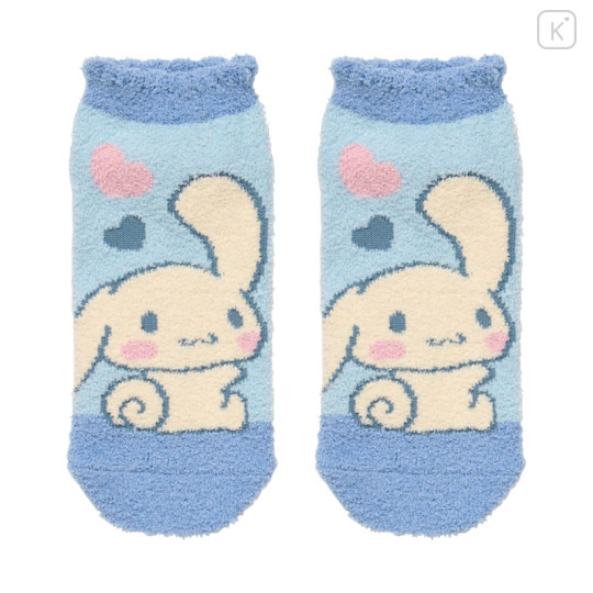 Japan Sanrio Original Fluffy Socks - Cinnamoroll : Love Heart Blue - 1