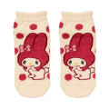 Japan Sanrio Original Fluffy Socks - My Melody : Dots Red Beige - 1