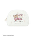 Japan San-X Maison de FLEUR Faux Fur Round Pouch - Chairoikoguma & Korilakkuma : 7th Collaboration Ivory - 1