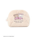 Japan San-X Maison de FLEUR Faux Fur Round Pouch - Chairoikoguma & Korilakkuma : 7th Collaboration Beige - 1