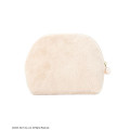 Japan San-X Maison de FLEUR Faux Fur Round Pouch - Chairoikoguma & Korilakkuma : 7th Collaboration Beige - 2
