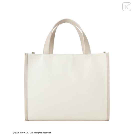 Japan San-X Maison de FLEUR Canvas 2-Way Square Tote Bag - Chairoikoguma & Korilakkuma : 7th Collaboration Beige - 2