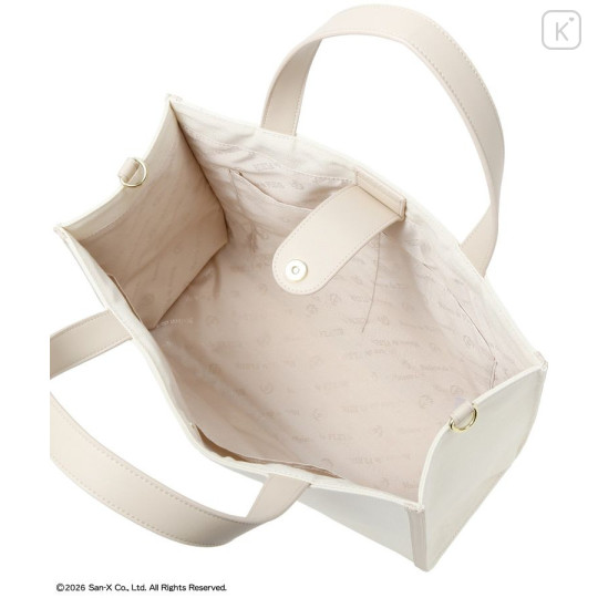 Japan San-X Maison de FLEUR Canvas 2-Way Square Tote Bag - Chairoikoguma & Korilakkuma : 7th Collaboration Beige - 4