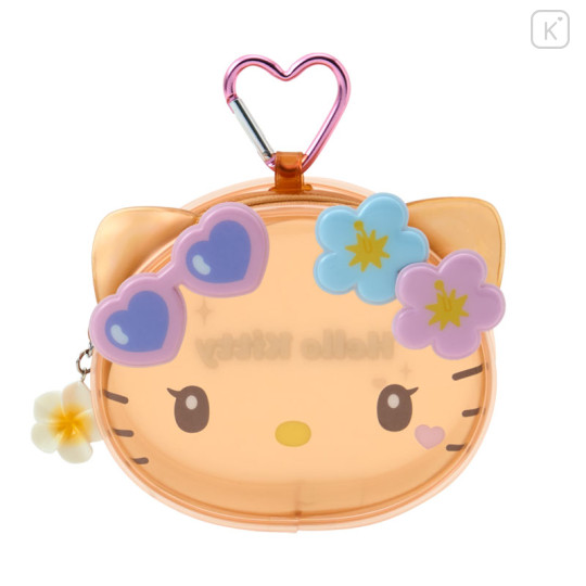 Japan Sanrio Original Face-Shaped Clear Mini Pouch - Hello Kitty : Sparkling Summer Pool - 1