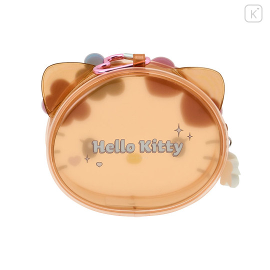 Japan Sanrio Original Face-Shaped Clear Mini Pouch - Hello Kitty : Sparkling Summer Pool - 2