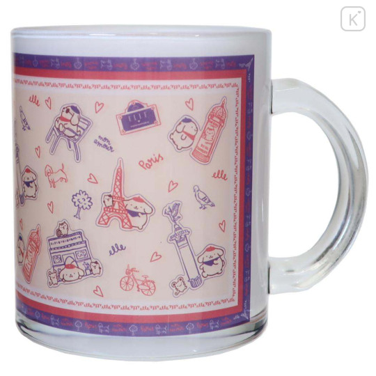 Japan Sanrio Elle Glass Mug - Pompompurin : Paris - 1