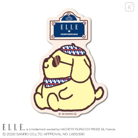 Japan Sanrio Elle Vinyl Sticker - Pompompurin : Sunglasses - 1