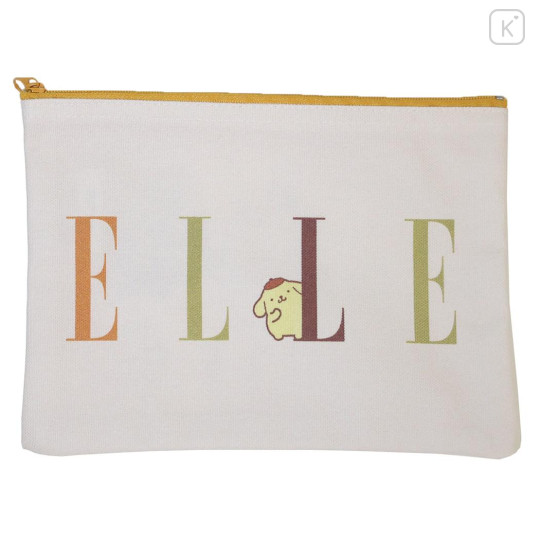 Japan Sanrio Elle Flat Pouch - Pompompurin : Yellow - 1