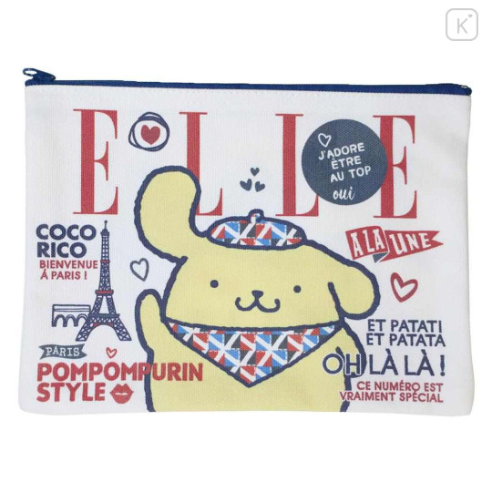 Japan Sanrio Elle Flat Pouch - Pompompurin : Navy - 1