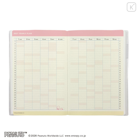 Japan Peanuts A5 Planner Monthly Schedule Book - Snoopy : Be Nice 2027 - 3
