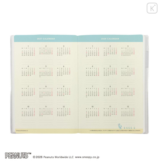 Japan Peanuts A5 Planner Monthly Schedule Book - Snoopy : Be Nice 2027 - 4