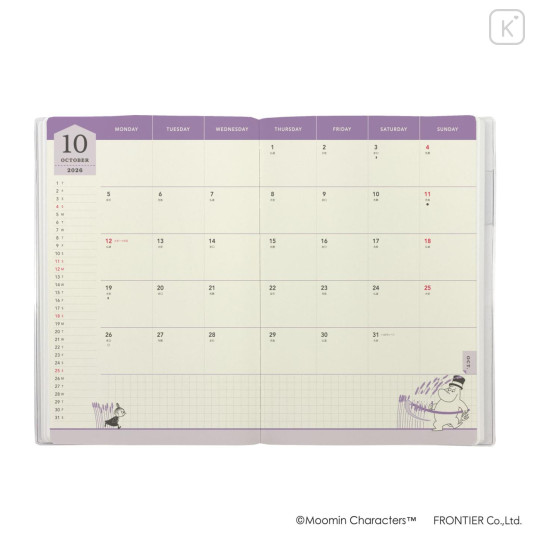 Japan Moomin A5 Planner Monthly Schedule Book - Moomin : Frame 2027 - 5