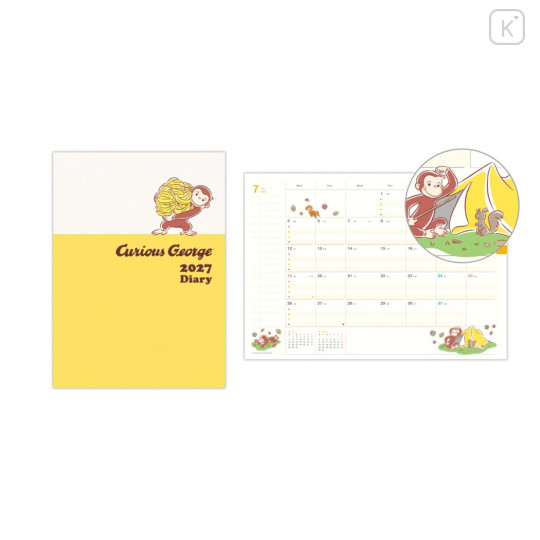 Japan Curious George A5 Planner Monthly Schedule Book - 2027 - 1